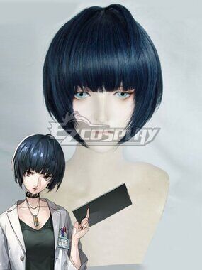 EZCosplay Persona 5 Tae Takemi Deep Blue Costume Synthetic Wig